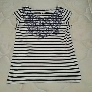 Meadow Rue striped blue black white top
